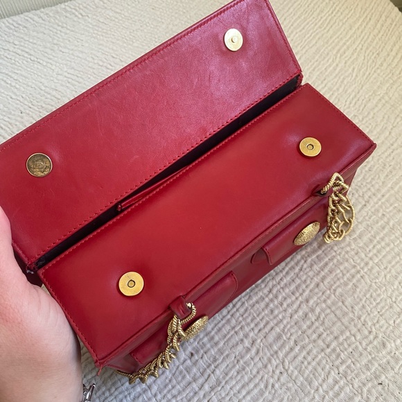 Red Leather Box Purse with Gold Link Chain by Via Repubblica// Butter Leather - Picture 3 of 9